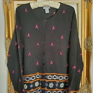 North West Blue Cardigan Sweater with embroidered design